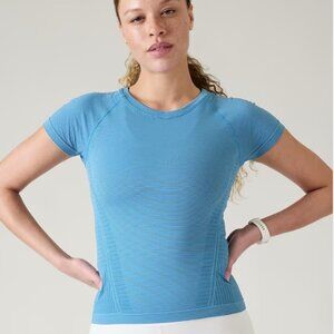 NWT - Athleta Momentum Stripe Seamless Tee Pacific Mini Strip XS